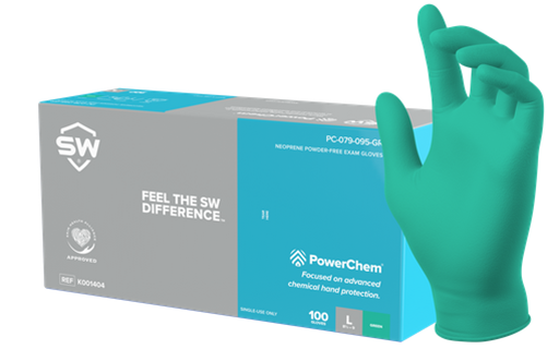PC-95GR SW Safety® PowerChem® Latex-Free Neoprene Exam Gloves